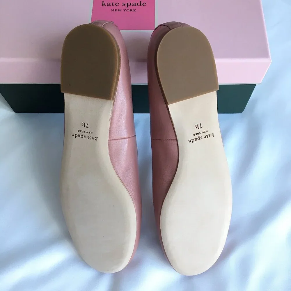 Kate Spade New York Honey Leather Ballet Flats in Blusher Pink in Size 7